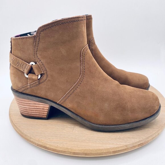 Teva Boots Womens 9 Brown Leather Foxy Ankle Boho Festival Harness Zip - Picture 7 of 11